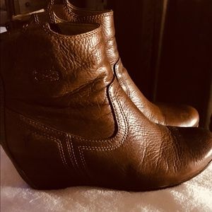 Frye leather wedge boots